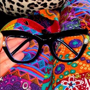 Black Cat-Eye Glasses with Pearl Accents